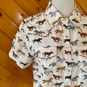 Back in the Saddle NWOT Short Sleeve Horse Equestrian Western Snap Shirt Cotton